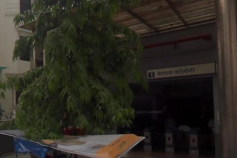 Entrance of Greater Kailash nearest metro station on Delhi Metro's Violet Line, clean and well-marked for easy access